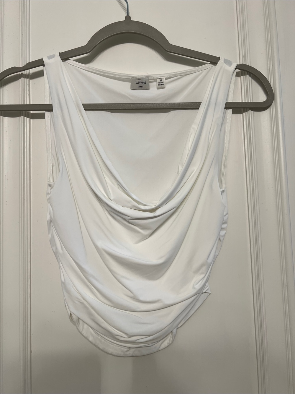 Wilfred White Draped Cowl-Neck Camisole ARITZIA